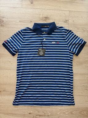 RLX Ralph Lauren Navy, Royal Blue & White Striped Polo